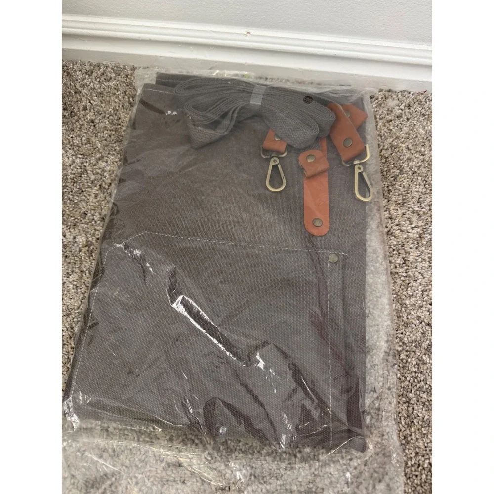 Acopa Hazleton Pebble Heavyweight Canvas Cross-Back Bib Apron – Grey – New - Picture 4 of 4
